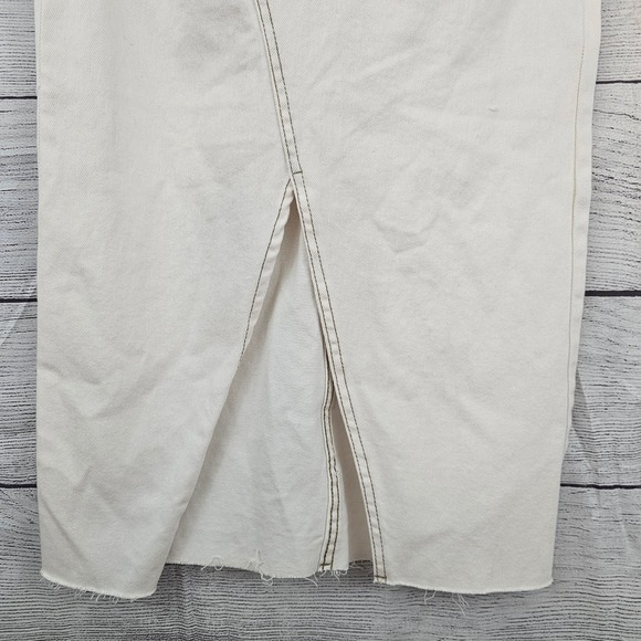 GB Gianni Bini S Small Strapless Denim Midi Jean Dress Off-White Slit NWT L797 - Picture 7 of 10